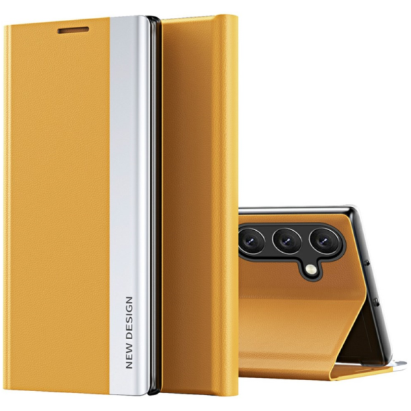 "Baoshi" Side Line atvērams maciņš - dzeltens (Galaxy S24+ / S25+)