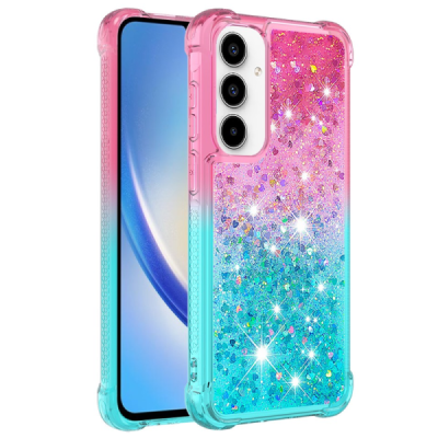 Samsung Galaxy A56 "Yibo" Shine cietā silikona (TPU) vāciņš - rozs/zils | Vacins.lv