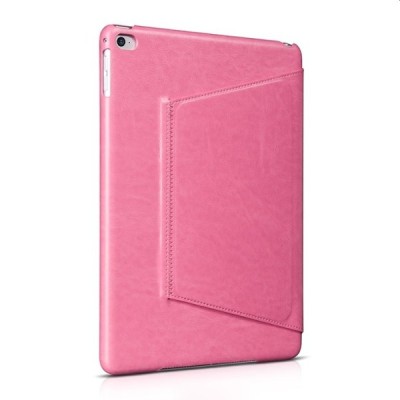 Prabangus „HOCO“ Retro Crystal serijos odinis atverčiamas rožinis Apple iPad Air 2 dėklas / Priedai.lt