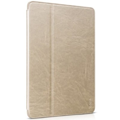 Prabangus „HOCO“ Retro Crystal serijos odinis atverčiamas auksinis Apple iPad Air 2 dėklas / Priedai.lt