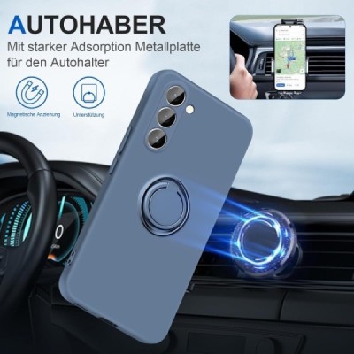 Samsung Galaxy S24 "Dechen" Ring Kickstand cieta silikona (TPU) apvalks - zils | Vacins.lv