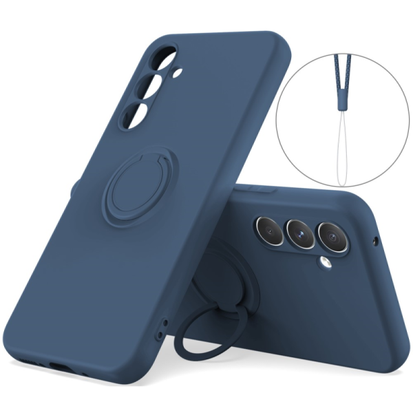 "Dechen" Ring Kickstand cieta silikona (TPU) apvalks - zils (Galaxy A15)