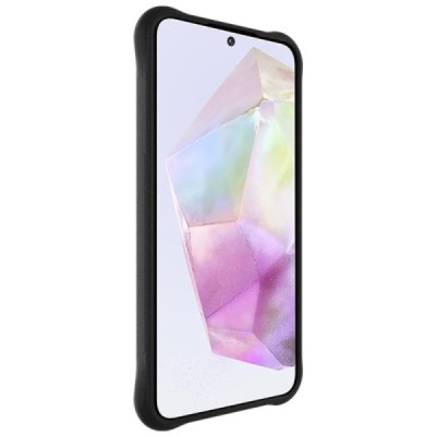 Samsung Galaxy A36 "Imak" pastiprinātas aizsardzības cieta silikona matēta (TPU) melns vāciņš | Vacins.lv