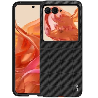 Motorola Razr 50 5G (Razr 2024) "Imak" Carbon Fiber juodas plastikinis dėklas - nugarėlė | Priedai.lt