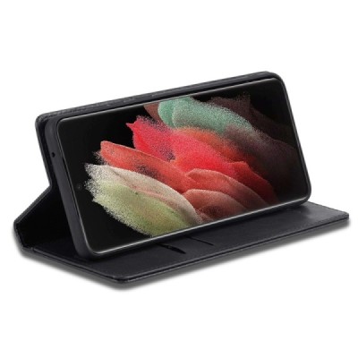 Samsung Galaxy S21 Ultra LC IMEEKE atverčiamas juodas odinis dėklas - piniginė | Priedai.lt