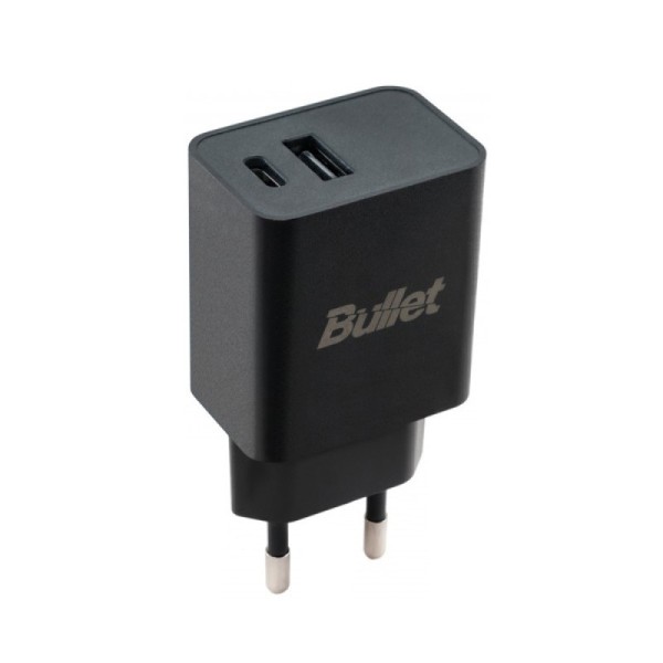 "Bullet" Fast Charging Duo tīkla lādētājs (20W) - melns