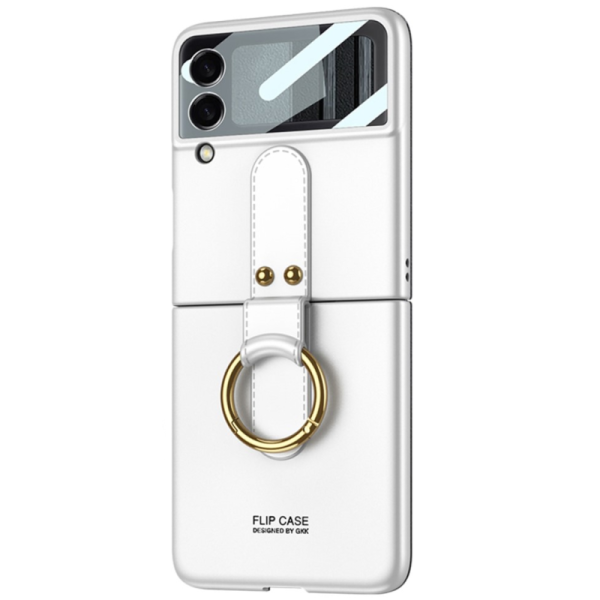 „GKK“ Ring plastmasas apvalks - balts (Galaxy Z Flip4)