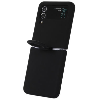 Samsung Galaxy Z Flip4 "Dechen" Ring Kickstand cieta silikona (TPU) apvalks - melns | Vacins.lv