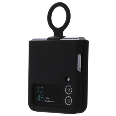 Samsung Galaxy Z Flip4 "Dechen" Ring Kickstand cieta silikona (TPU) apvalks - melns | Vacins.lv