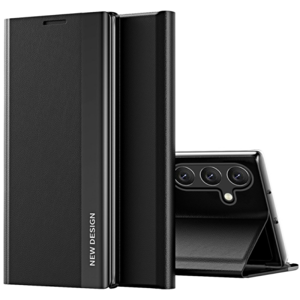 "Baoshi" Side Line atvērams maciņš - melns (Galaxy S24 / S25)