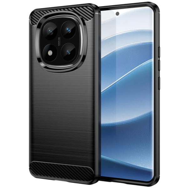 "AILES" Carbon cieta silikona (TPU) apvalks - melns (Redmi Note 14 Pro+ 5G)