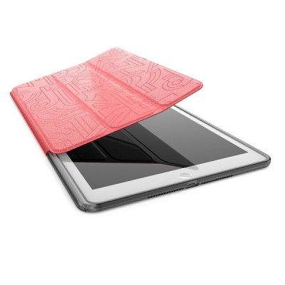 Prabangus „HOCO“ Cube serijos kieto silikono (TPU) atverčiamas raudonas Apple iPad Air 2 dėklas / Priedai.lt