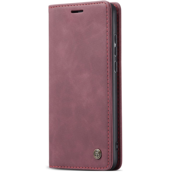 "CaseMe" Retro solīds atvēramais ādas maciņš - bordo (P20)