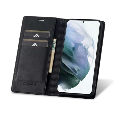 Samsung Galaxy S21 (G991B) „Lc.Imeeke“ melns ādas atvērams maciņš | Vacins.lv