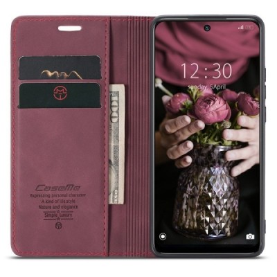 Xiaomi Redmi Note 11 4G (Redmi Note 11s 4G) CaseMe Retro solidus atverčiamas bordo odinis dėklas - knygutė | Priedai.lt