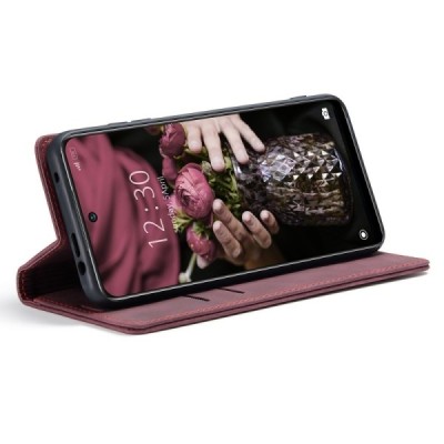 Xiaomi Redmi Note 11 4G (Redmi Note 11s 4G) CaseMe Retro solidus atverčiamas bordo odinis dėklas - knygutė | Priedai.lt