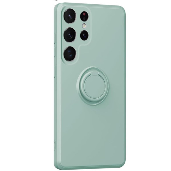 "Dechen" Ring Kickstand cieta silikona (TPU) apvalks - piparmētru (Galaxy S25 Ultra)