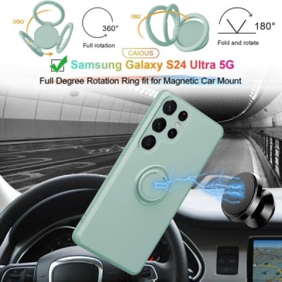 Samsung Galaxy S25 Ultra "Dechen" Ring Kickstand cieta silikona (TPU) apvalks - piparmētru | Vacins.lv