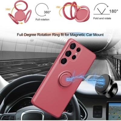 Samsung Galaxy S25 Ultra "Dechen" Ring Kickstand cieta silikona (TPU) apvalks - sarkans | Vacins.lv