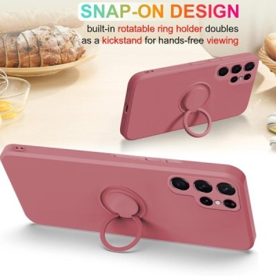 Samsung Galaxy S25 Ultra "Dechen" Ring Kickstand cieta silikona (TPU) apvalks - sarkans | Vacins.lv