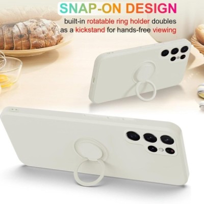 Samsung Galaxy S25 Ultra "Dechen" Ring Kickstand cieta silikona (TPU) apvalks - balts | Vacins.lv