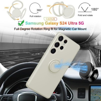 Samsung Galaxy S25 Ultra "Dechen" Ring Kickstand cieta silikona (TPU) apvalks - balts | Vacins.lv