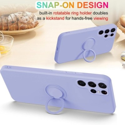 Samsung Galaxy S25 Ultra "Dechen" Ring Kickstand cieta silikona (TPU) apvalks - gaiši violets| Vacins.lv