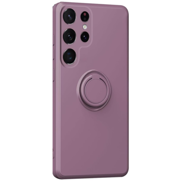 "Dechen" Ring Kickstand cieta silikona (TPU) apvalks - violets (Galaxy S25 Ultra)