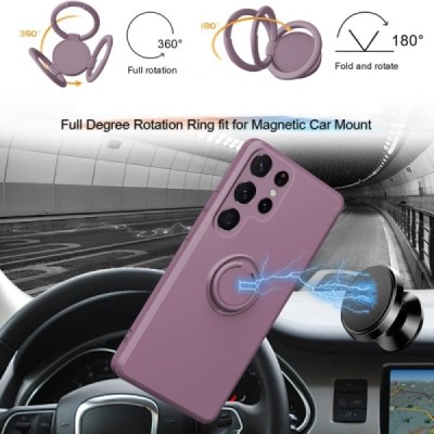 Samsung Galaxy S25 Ultra "Dechen" Ring Kickstand cieta silikona (TPU) apvalks - violets| Vacins.lv