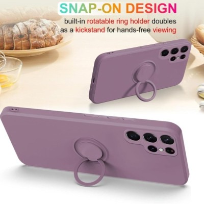 Samsung Galaxy S25 Ultra "Dechen" Ring Kickstand cieta silikona (TPU) apvalks - violets| Vacins.lv