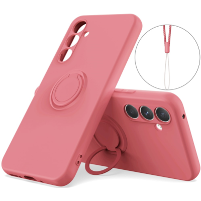 Samsung Galaxy S25 "Dechen" Ring Kickstand kieto silikono (TPU) dėklas - raudonas | Priedai.lt