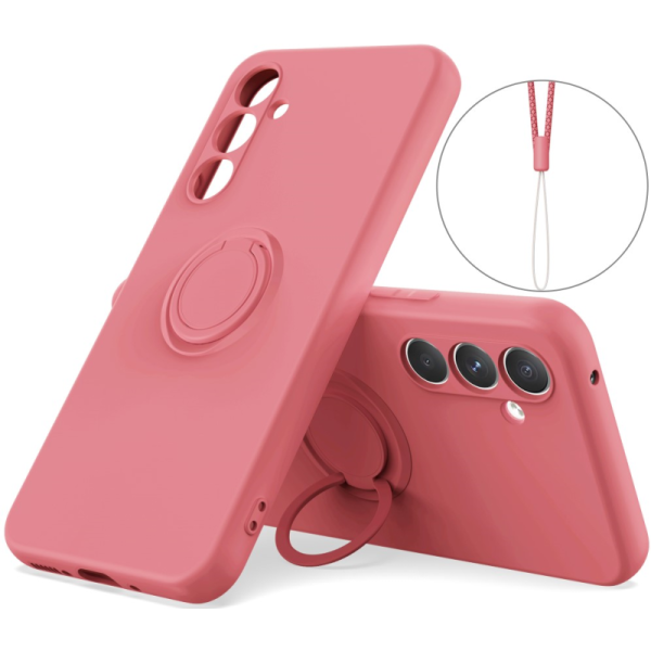 "Dechen" Ring Kickstand cieta silikona (TPU) apvalks - sarkans (Galaxy S25)