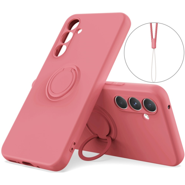 "Dechen" Ring Kickstand cieta silikona (TPU) apvalks - sarkans (Galaxy S25+)