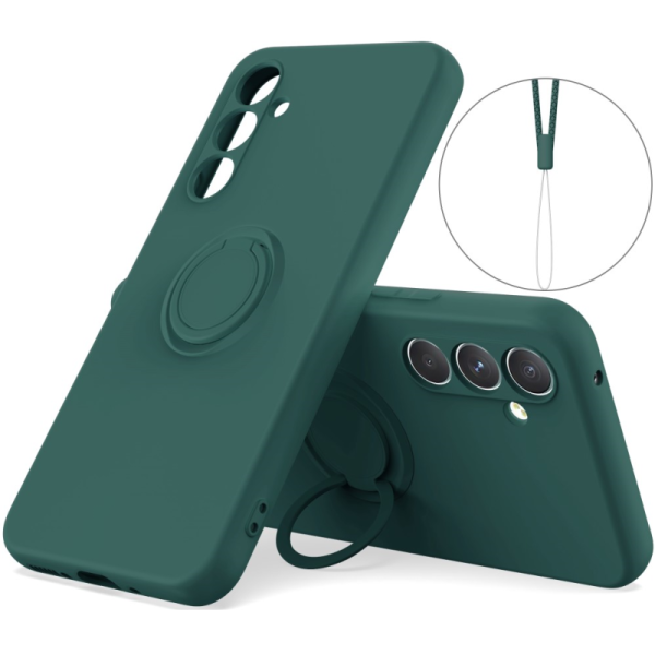 "Dechen" Ring Kickstand cieta silikona (TPU) apvalks - zaļš (Galaxy S25+)