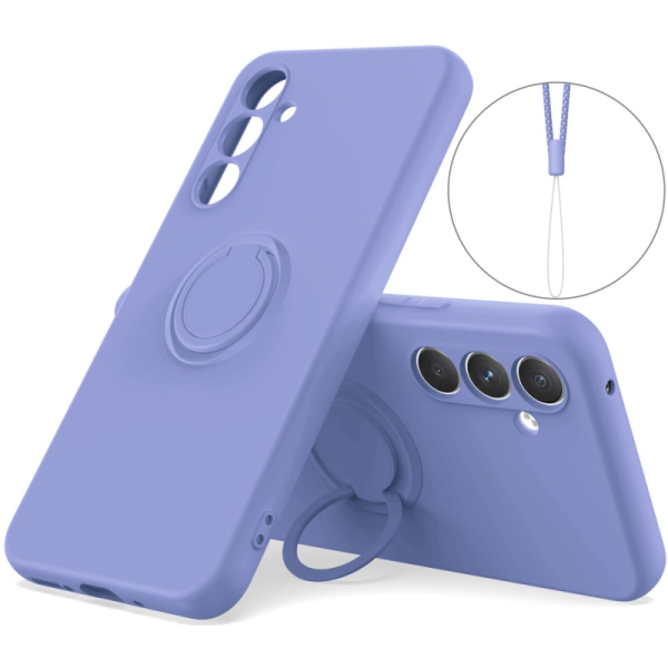"Dechen" Ring Kickstand cieta silikona (TPU) apvalks - gaiši violets (Galaxy S25+)