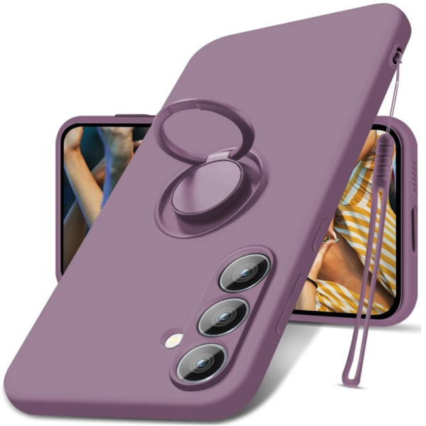 "Dechen" Ring Kickstand cieta silikona (TPU) apvalks - gaiši violets (Galaxy S24)