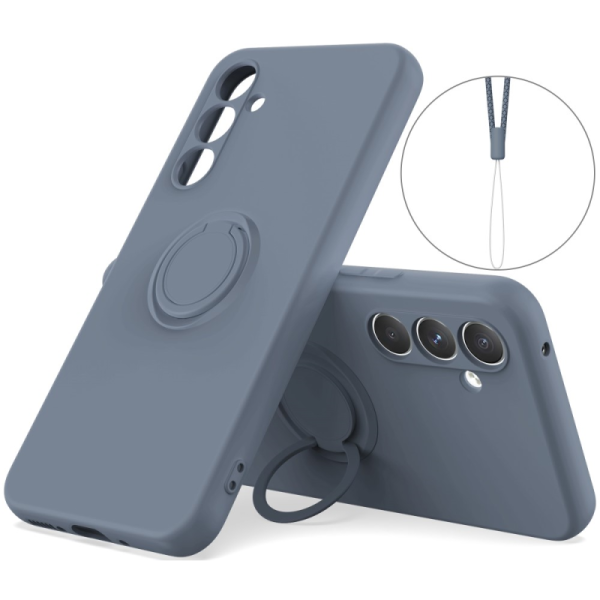 "Dechen" Ring Kickstand cieta silikona (TPU) apvalks - tumši zils (Galaxy A15)