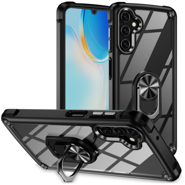 „Fashion“ Kickstand cieta silikona (TPU) apvalks - dzidrs / melns (Galaxy A16)
