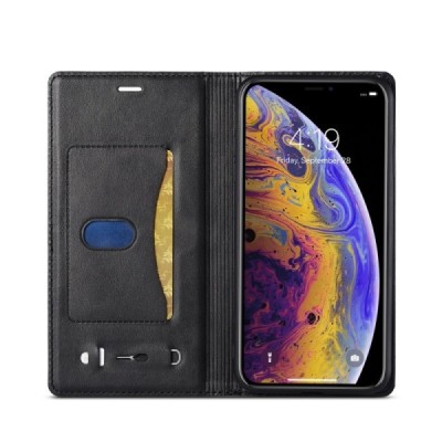 Apple iPhone X (iPhone Xs) LC IMEEKE atvēramais melns maciņš - maks | Vacins.lv