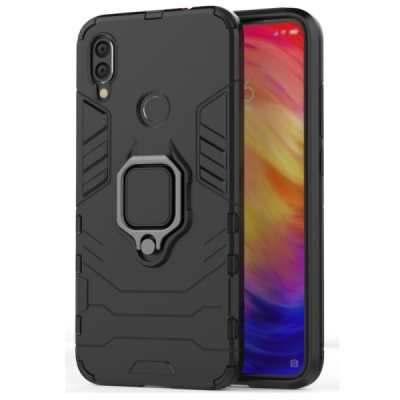 Xiaomi Redmi Note 7 "Kickstand" pastiprinātas aizsardzības melns apvalks | Vacins.lv