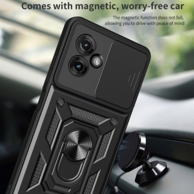 Motorola Moto G55 5G "Kickstand" pastiprinātas aizsardzības melns apvalks | Vacins.lv