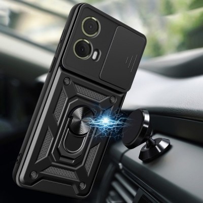 Motorola Moto G85 5G (S50 Neo 5G) "Kickstand" pastiprinātas aizsardzības melns apvalks | Vacins.lv