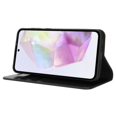 Samsung Galaxy A56 / A36 Solīds melns ādas atvērams maciņš | Vacins.lv