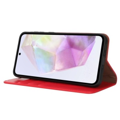 Samsung Galaxy A56 / A36 Solīds sarkans ādas atvērams maciņš | Vacins.lv