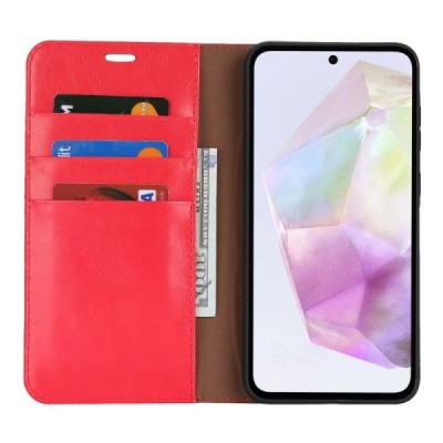 Samsung Galaxy A56 / A36 Solīds sarkans ādas atvērams maciņš | Vacins.lv