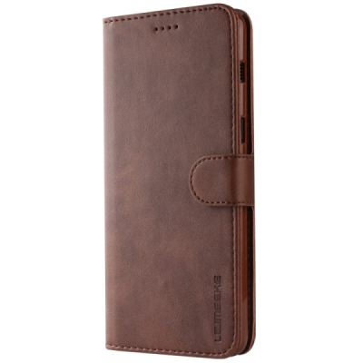 Samsung Galaxy A8 (2018) LC IMEEKE atverčiamas rudas odinis dėklas - piniginė | Priedai.lt