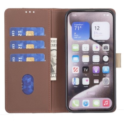 Apple iPhone 15 Pro Max „Binfen Color“ BF rudas odinis atverčiamas dėklas - knygutė | Priedai.lt