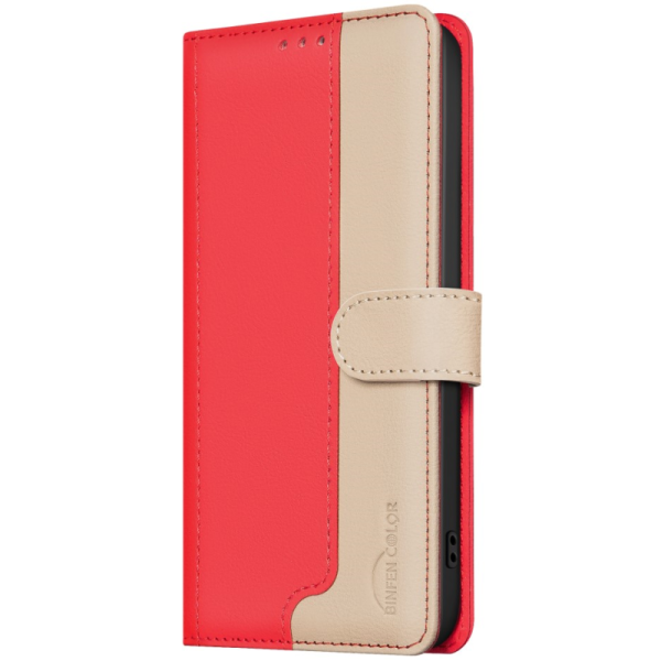 "Binfen Color" BF atvērams maciņš - sarkans (iPhone 15)