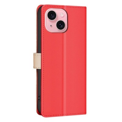 Apple iPhone 15 "Binfen Color" BF sērijas sarkans atvērams maciņš, maks | Vacins.lv