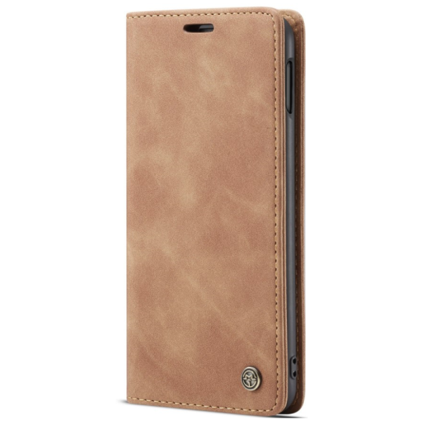 "CaseMe" Retro solīds atvēramais ādas maciņš - gaiši brūns (Galaxy S10e)